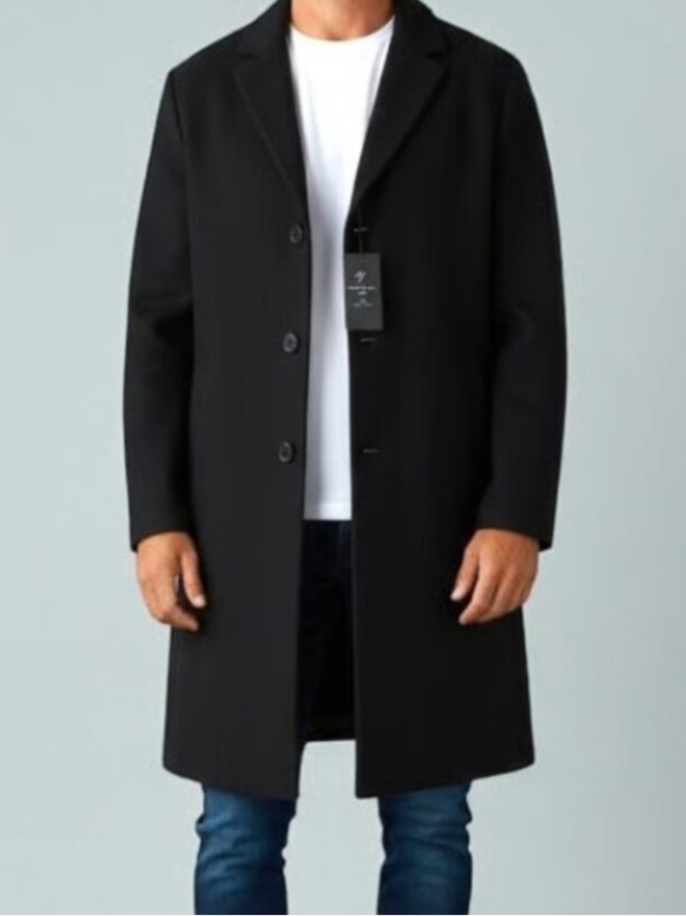 Shaquille O’Neal big and tall black wool blend long jacket